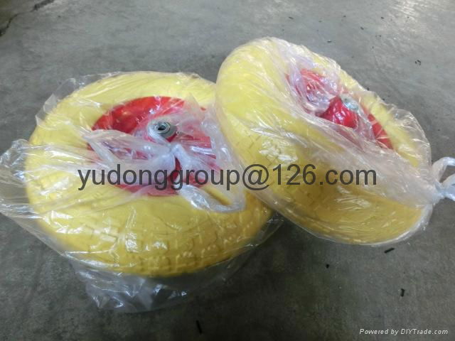 pu solid rubber wheel 13" wheelbarrow pu foam tires 4