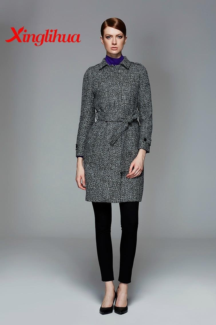 Xinglihua newest arrival Modern Lady Woolen Winter Coat 2015