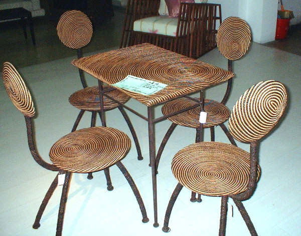 hyacinth--iron coffee table and chairs