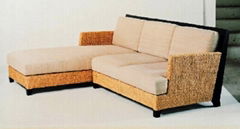 hyacinth-rattan-wooden sofa