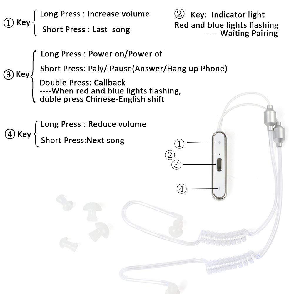 Bluetooth In-Ear Earbuds Air Tube Acoustic Wireless Sport Earphones with MIC 4