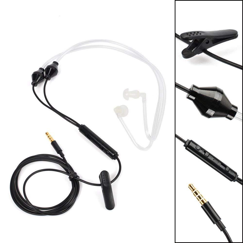  Covert Acoustic Air Tube Headphone with Microphone black 2