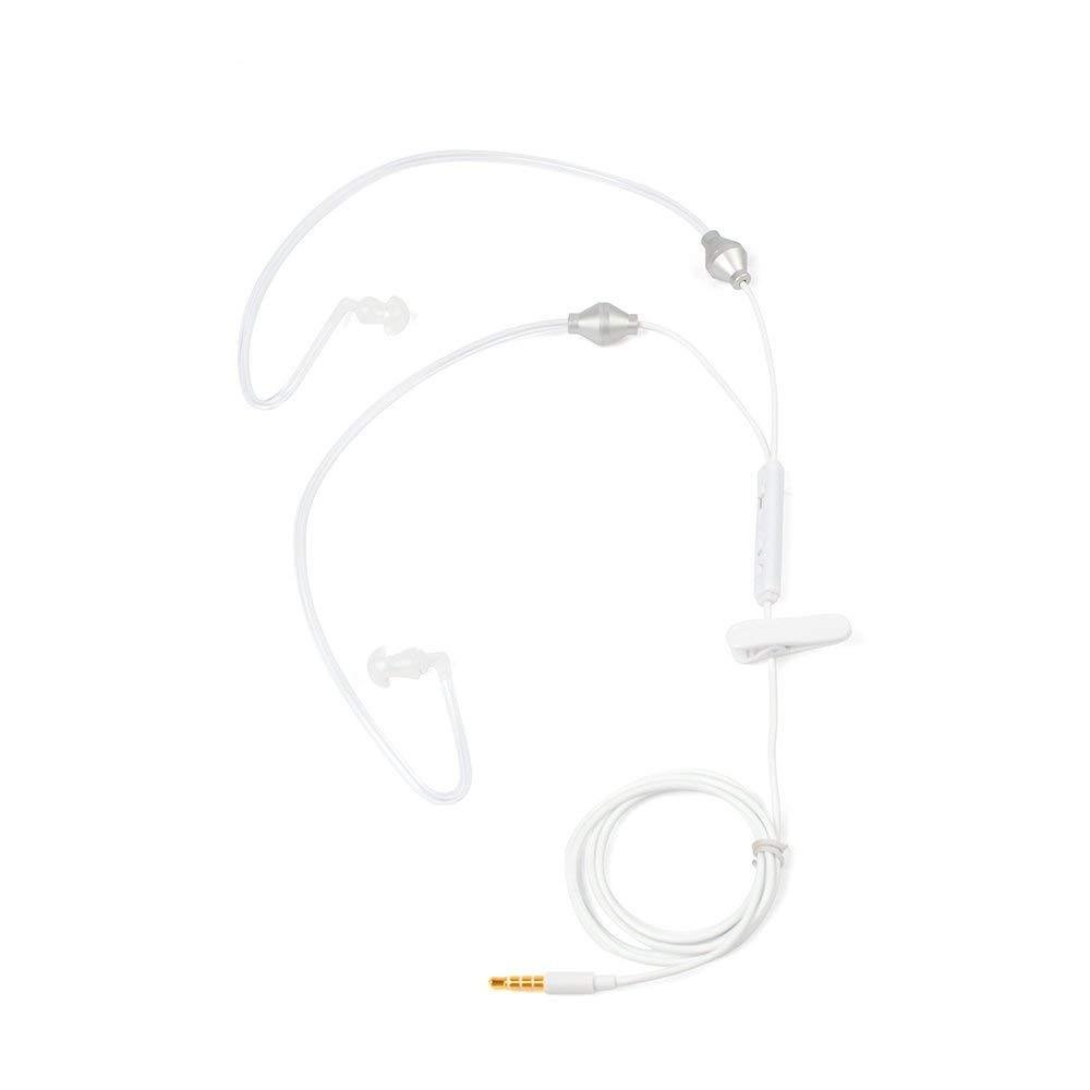 Covert Acoustic Air Tube Headphone with Microphone White