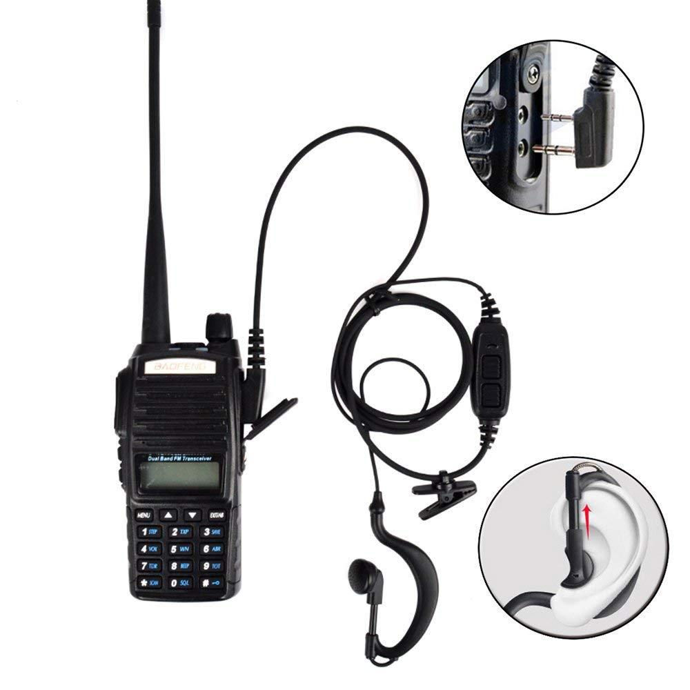 2 Way Radio Earpiece G Shape DualPTT Walkie Talkie Headset Mic Dual