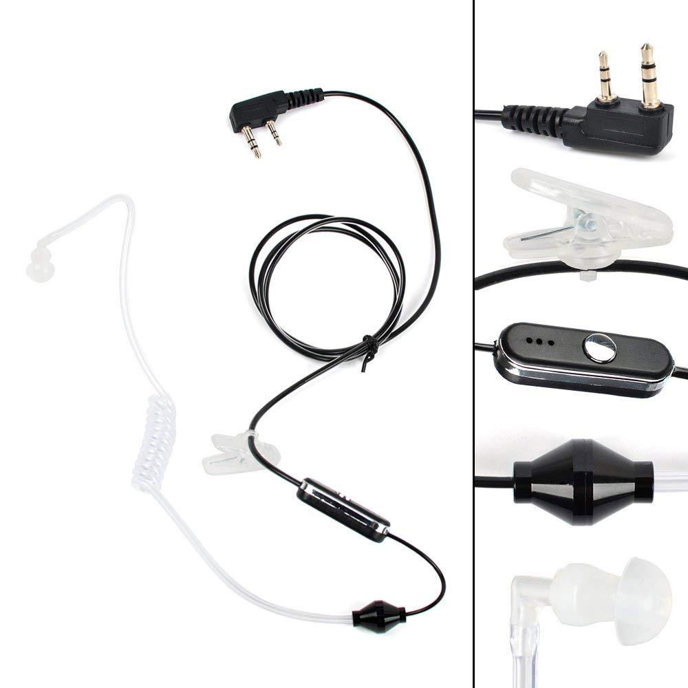 2 Pin Covert Air Acoustic Tube Headset Earpiece Earbud With PTT MIC 4