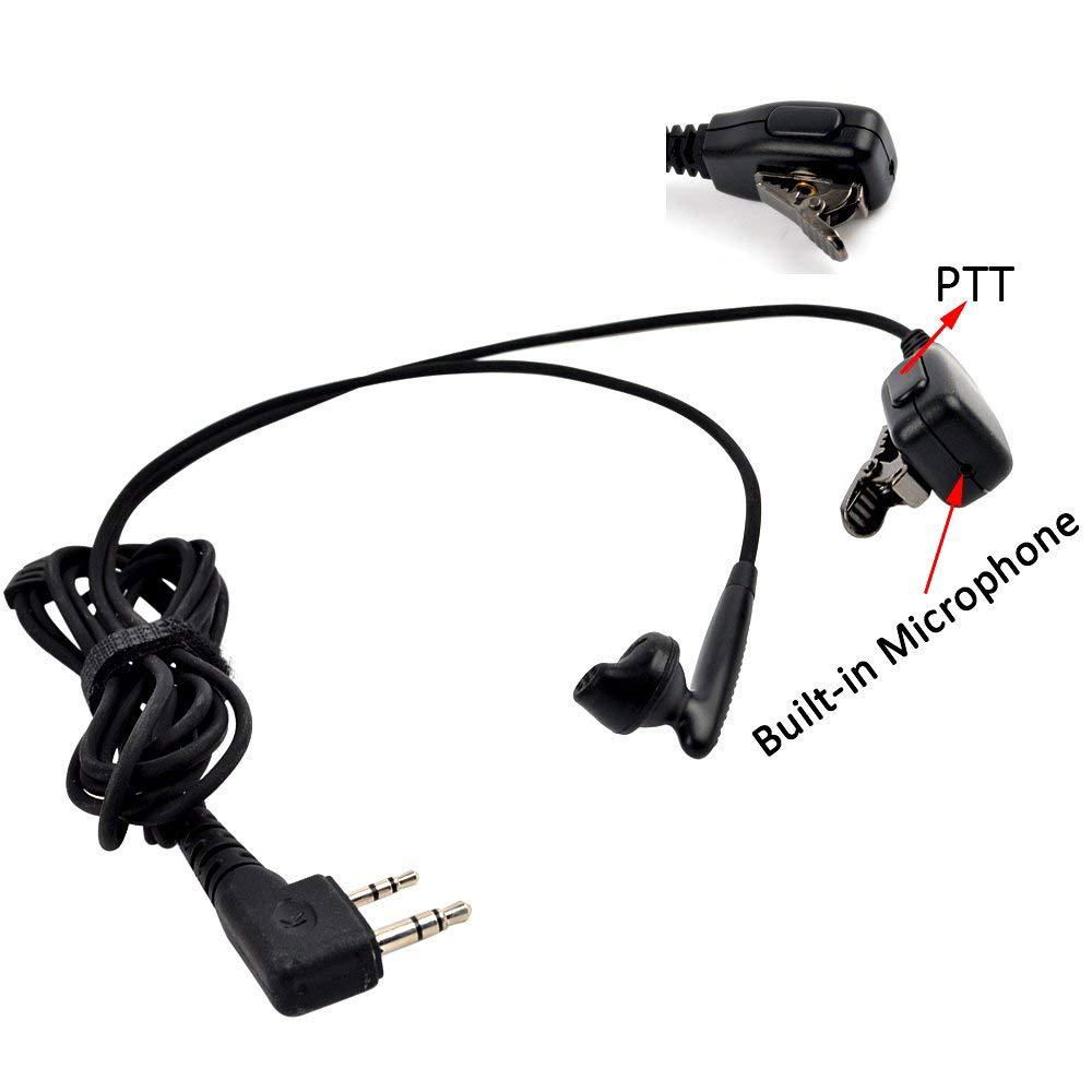 Surveillance Headset Earpiece PTT Mic with Extra Acoustic Tube Earpiece KHYS02-K 2