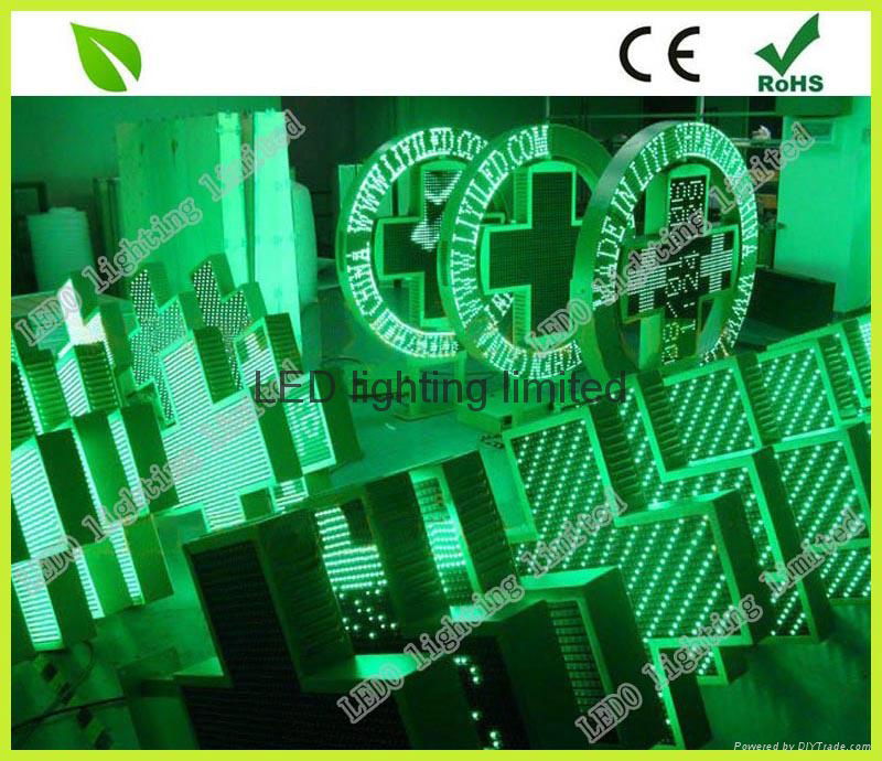 LED Green color cross sign display