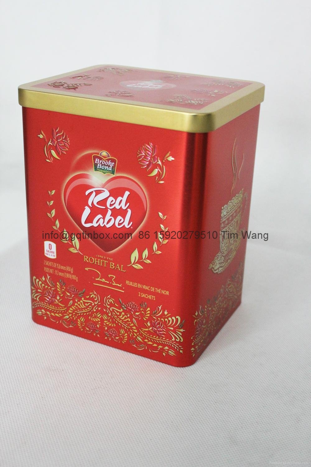 印度紅茶方形茶葉包裝鐵罐， 茶葉包裝鐵盒 2