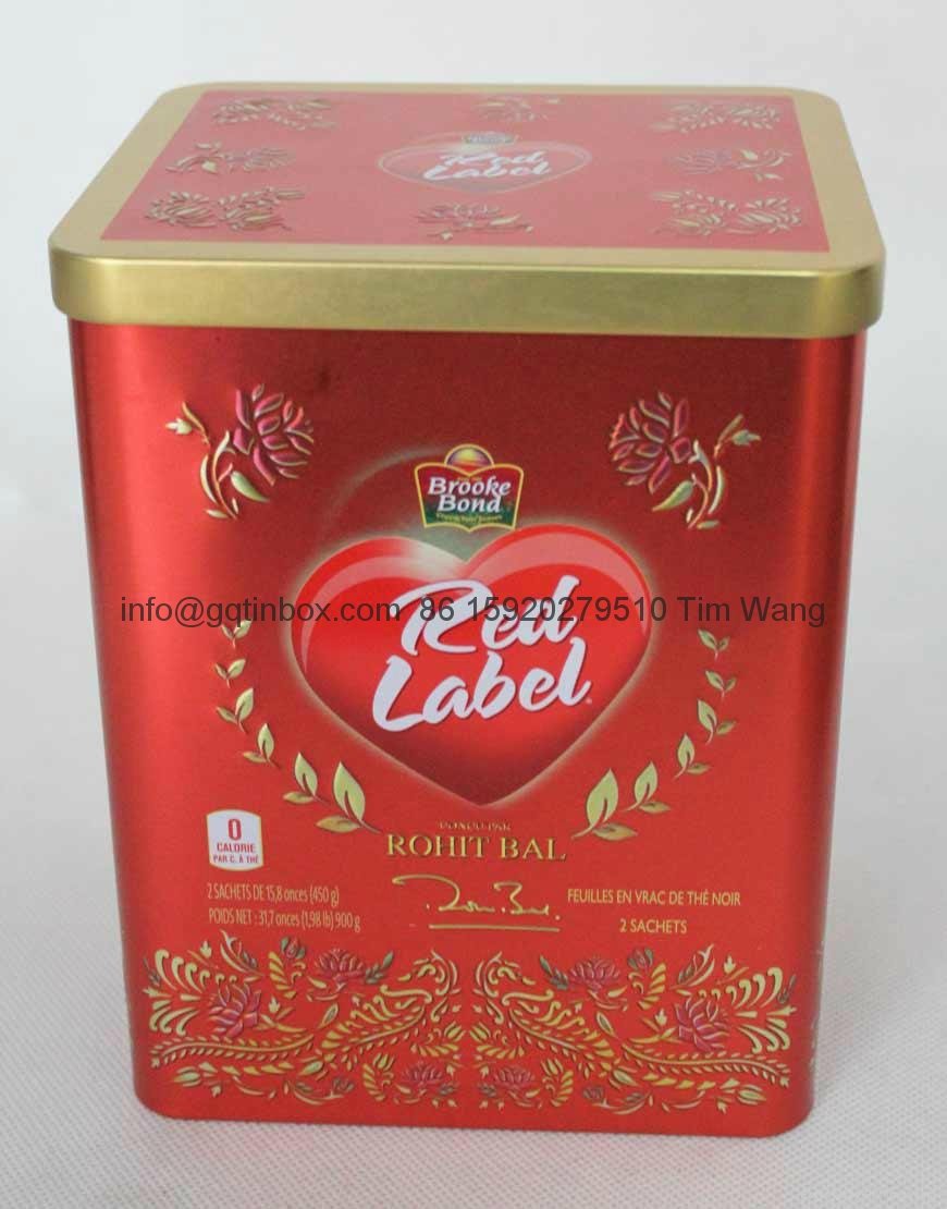 印度紅茶方形茶葉包裝鐵罐， 茶葉包裝鐵盒 3