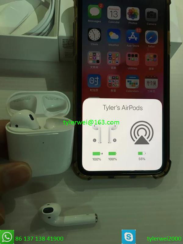 Top best quality airpods2 with wireless charging case gps 