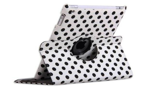 Polk dot pattern pu leather case for new ipad /ipad 3 2