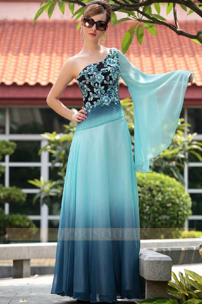 drop shipping floor length appliqued one hand evening dresses 30640