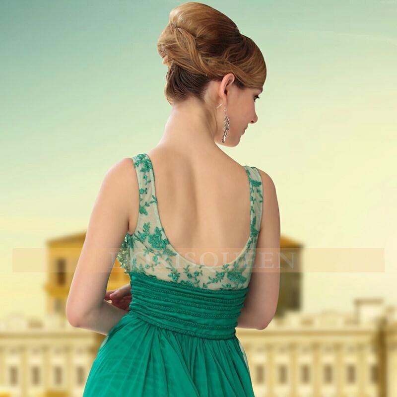 30650 Green Color Fashion See Through Silk Chiffon Prom dress 2015 4