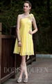 drop shipping hot sale one shoulder yellow cocktail dress 