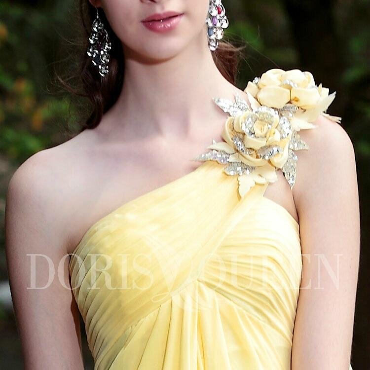 drop shipping hot sale one shoulder yellow cocktail dress  3