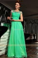 short sleeves white tulle green ruffle elegent evening dress wit 1