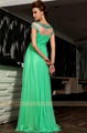 short sleeves white tulle green ruffle elegent evening dress wit 3