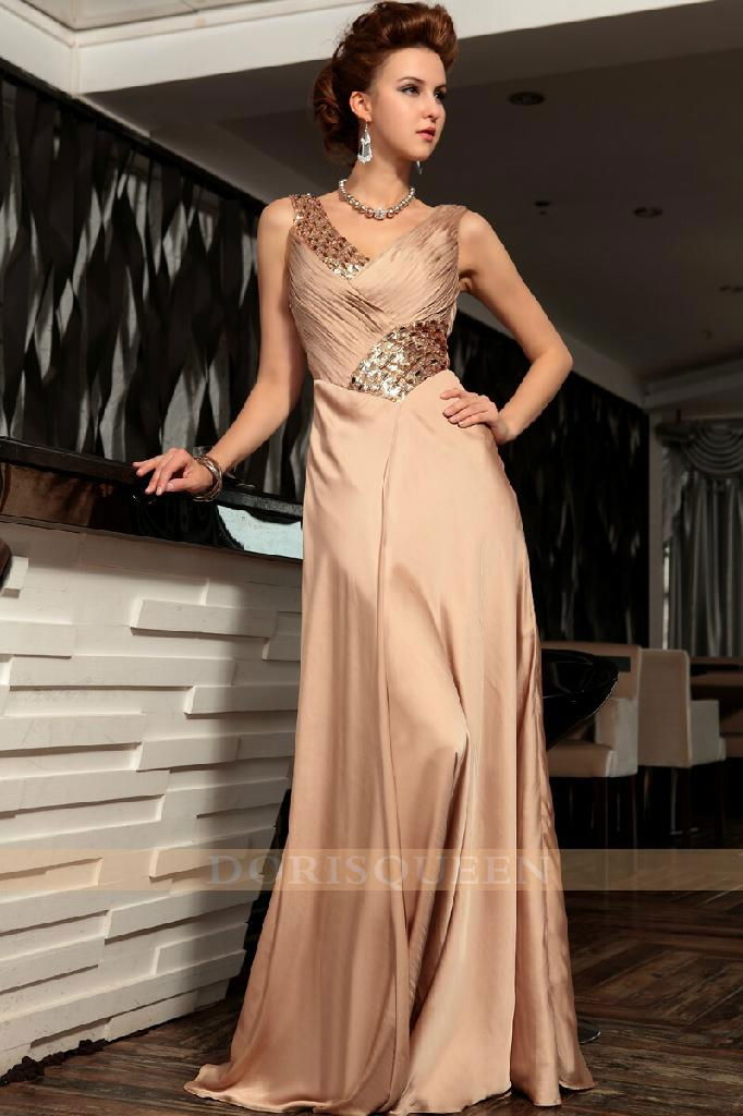 V-Neck Affordable Korean Fashion champagne prom dresses 2