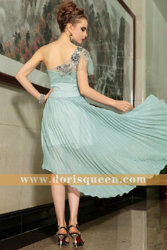 one shoulder embroidered applique pleat special occasion dresses 6065 2