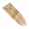 Remy clip in hair extensions full in end cutical hair blonde colors 8 pieces set