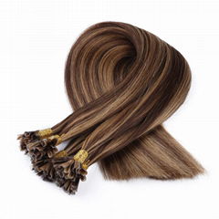 high quality prebonded hair extensions U tipped hair extensions nail hair 6/613#