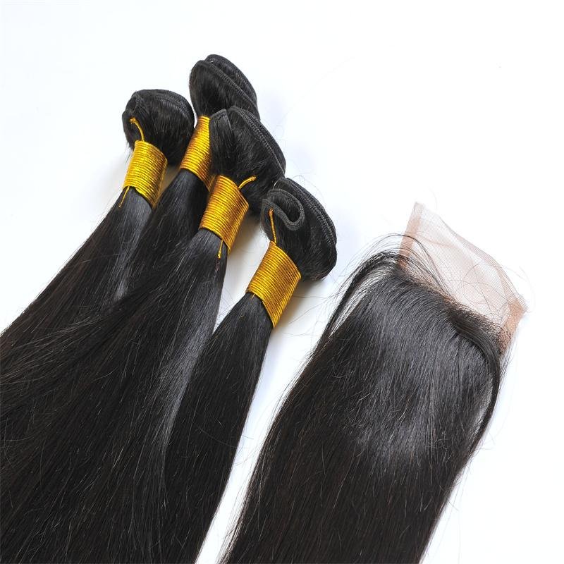 high quality hair closure hair frontal for weavings and wigs nutural black color 4