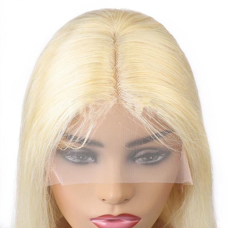 Indian Raw Human Hair Lace Front Wig Straight4*4 13x4 Transparent Hd 613# 3