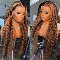Two tone pinao color  Human Hair Lace Front Wig Straight 13x4 Transparent HD4/27