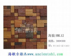 Ancient ship wood mosaic Driftwood mosaic wooden mosaic Indoor decoration