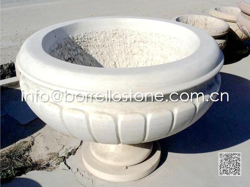 White Marble Flower Pot - 2