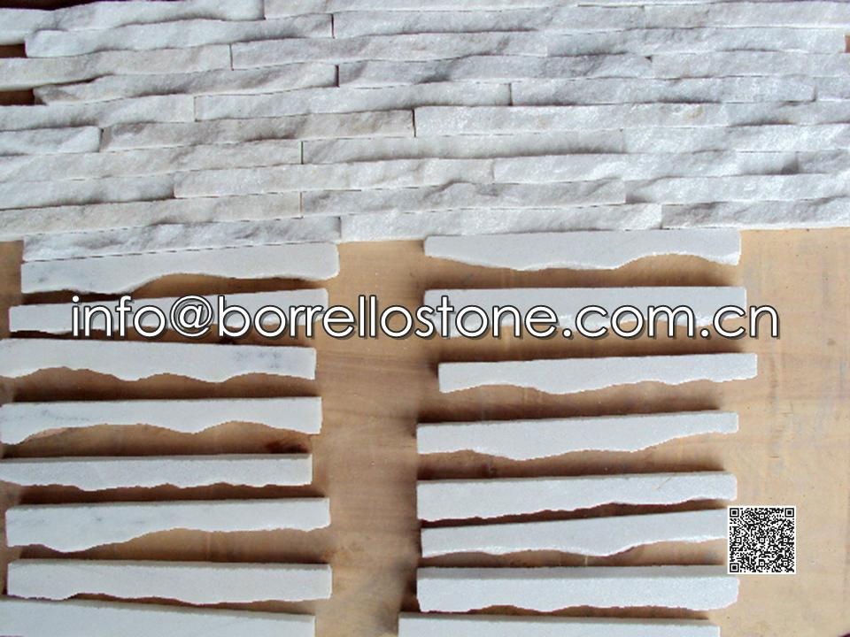 Split Face - White Marble Stacked Veneer