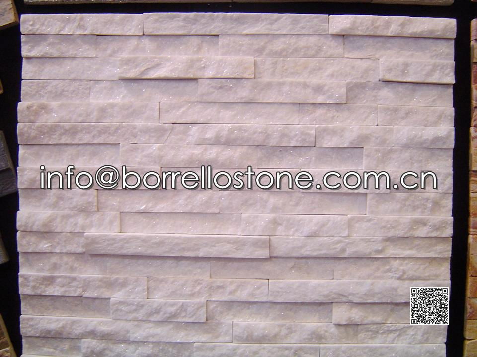 Split Face - White Marble Stacked Veneer