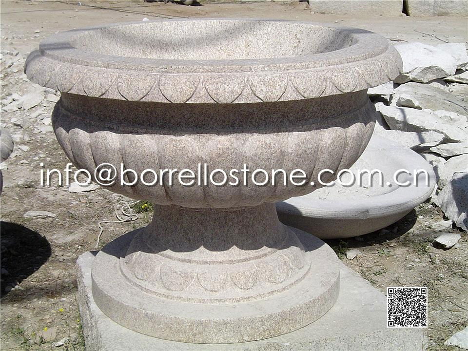 Cream Granite Flower Pot - 1