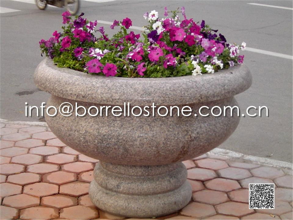 Pink Granite Flower Pot - 2