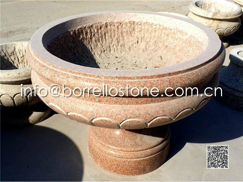 Red Granite Flower Pot - 1