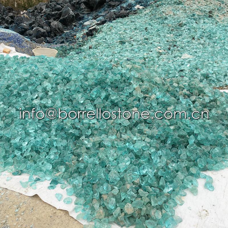 crushed blue glass block 5