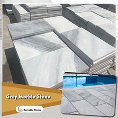 white & grey marble tile