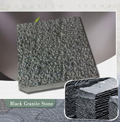 bush hammered black granite stone