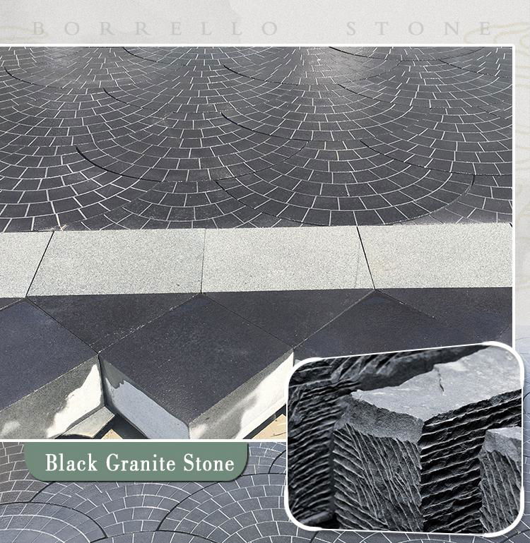 flamed black granite paver