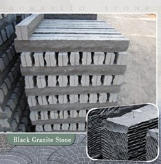 split face black granite wall stone