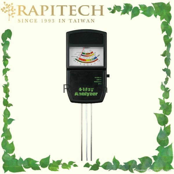 Garden Soil 4 Way Analyzer pH Moisture Fertility Light Testing