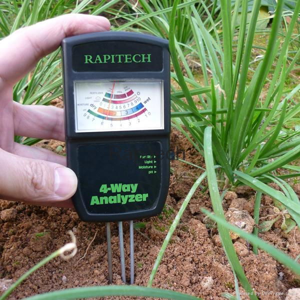 Garden Soil 4 Way Analyzer pH Moisture Fertility Light Testing 4
