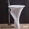 Luxury acrylic solid surface pedestal wash basin 