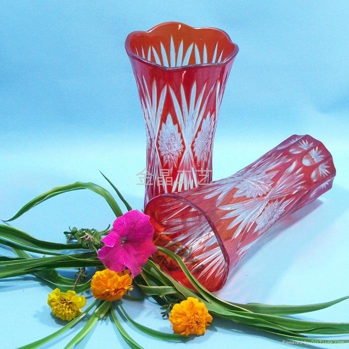 高檔雕刻水晶工藝玻璃花瓶