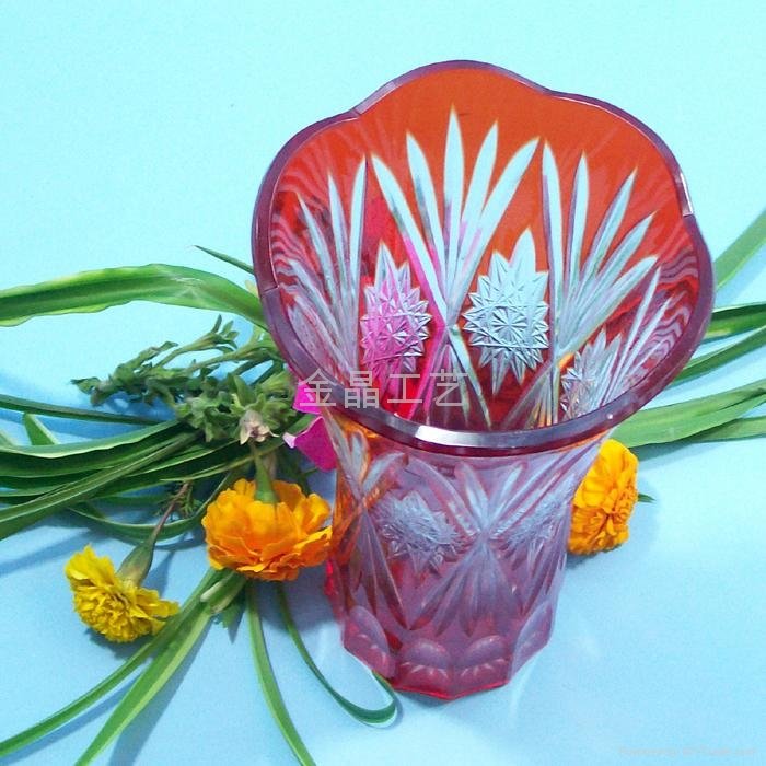 高檔雕刻水晶工藝玻璃花瓶 2