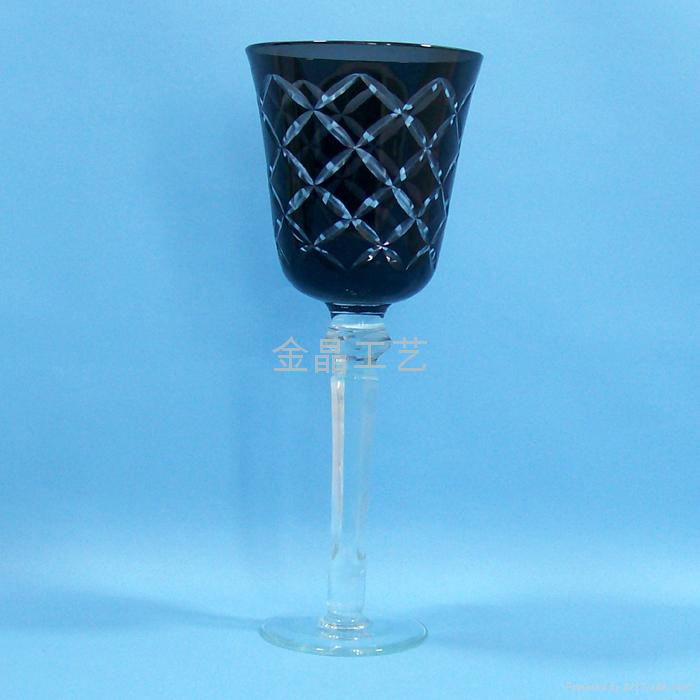 Man Blown Hand-cut Glass Goblet Red Wineglass Champagne Glass 2