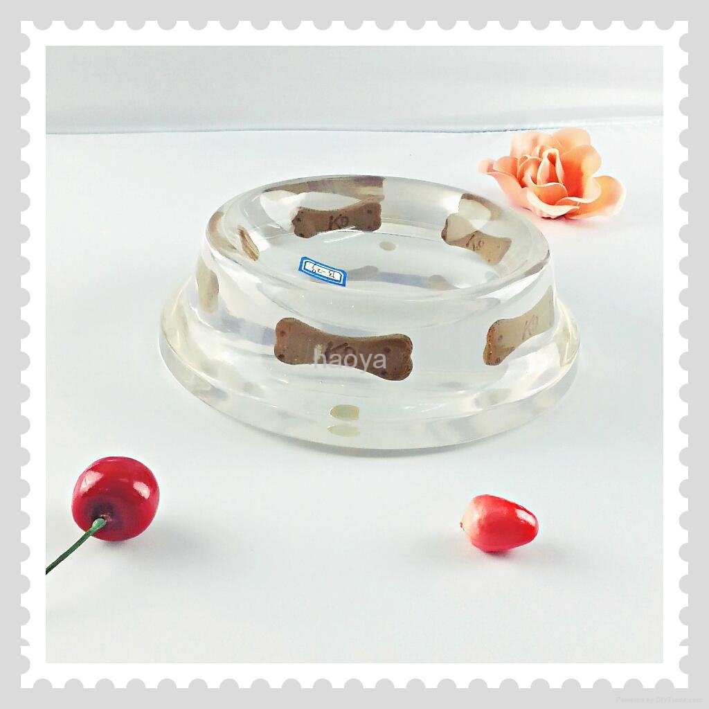  Hot Sales Clear Stylish Acrylic  Pet Bowl Resin Pet Bowl  for Dog and Cat  2