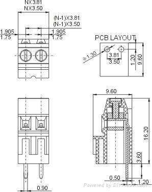   PCB螺钉式接线端子DA125H-3.5/3.81 2