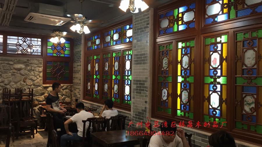 Household antique decoration archaize wooden manchuria window into the color