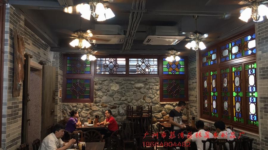 家居仿古装饰仿古入色木制满洲窗 2